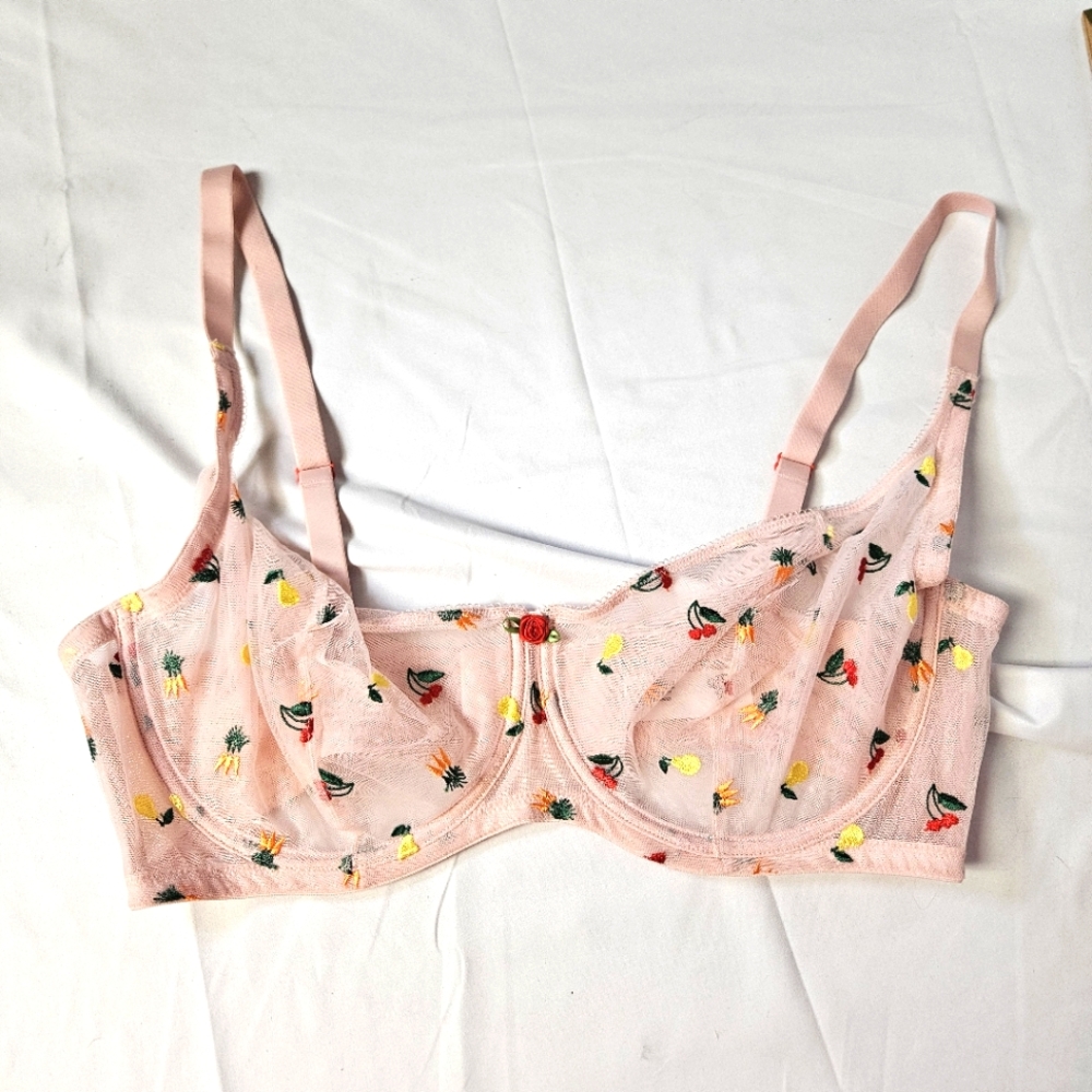 Parade‎ 2X Floral Embroidered Pink Bra